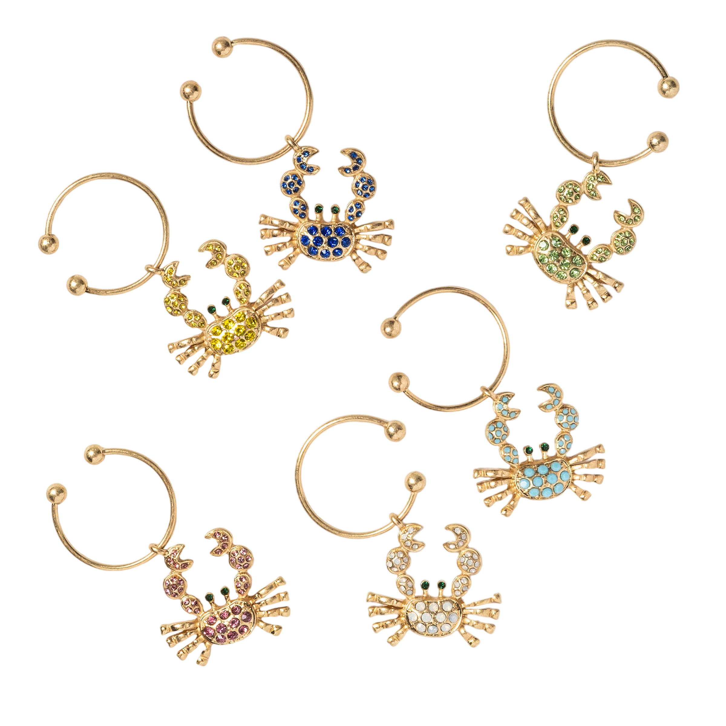 Crab Wine Charms - Rainbow