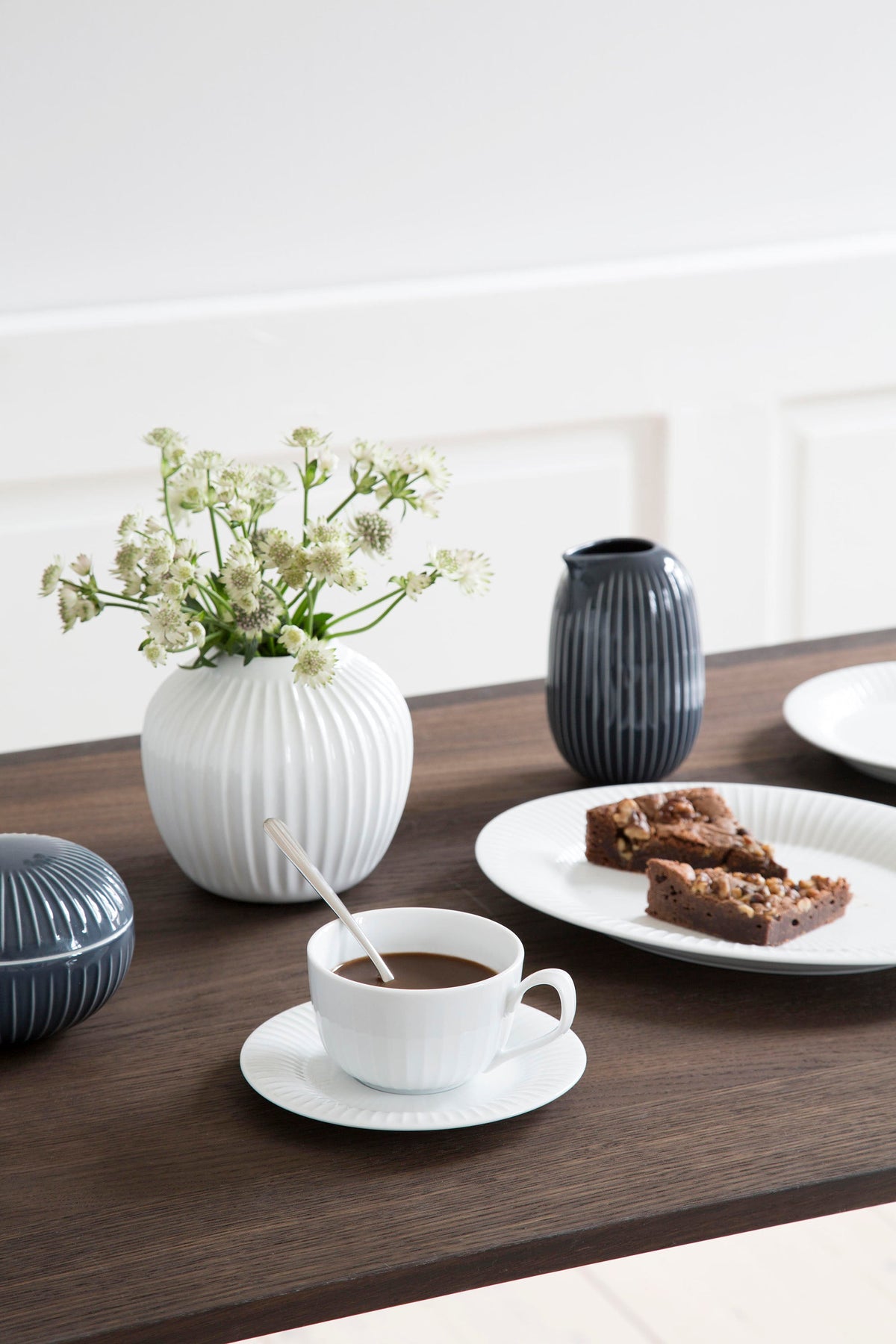 Kähler Hammershøi Cup w/Saucer, White, 3 Pcs.