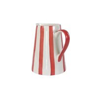 Handpainted Stoneware Stripe Pitcher - Red