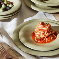 Aro Stoneware Dinnerware Set - Green Matte - Crafted in Portugal - Scratch-Resistant