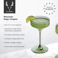 Reserve Nouveau European Crystal Coupes in Sage Set of 2