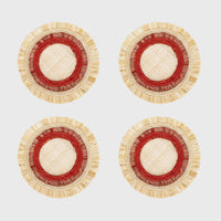 Ruffle Edge Straw Coasters - Red (Set of 4)