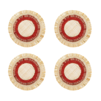 Ruffle Edge Straw Coasters - Red (Set of 4)