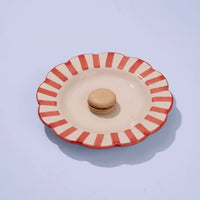 Handpainted Stripe Ceramic Salad Plate - Red (Set of 2)