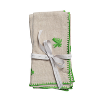 Palm Tree Embroidered Dinner Napkins - Flax (Set of 2)