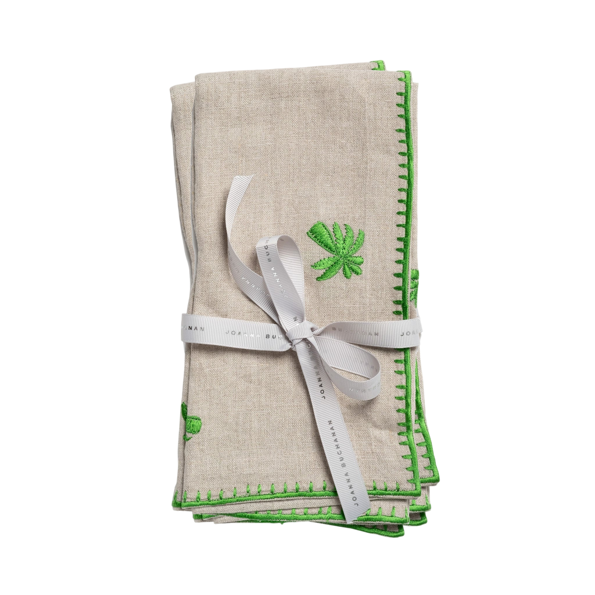 Palm Tree Embroidered Dinner Napkins - Flax (Set of 2)