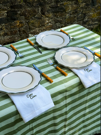 Embroidered Italian Words Hemstitch Napkins Green- Set of 4 