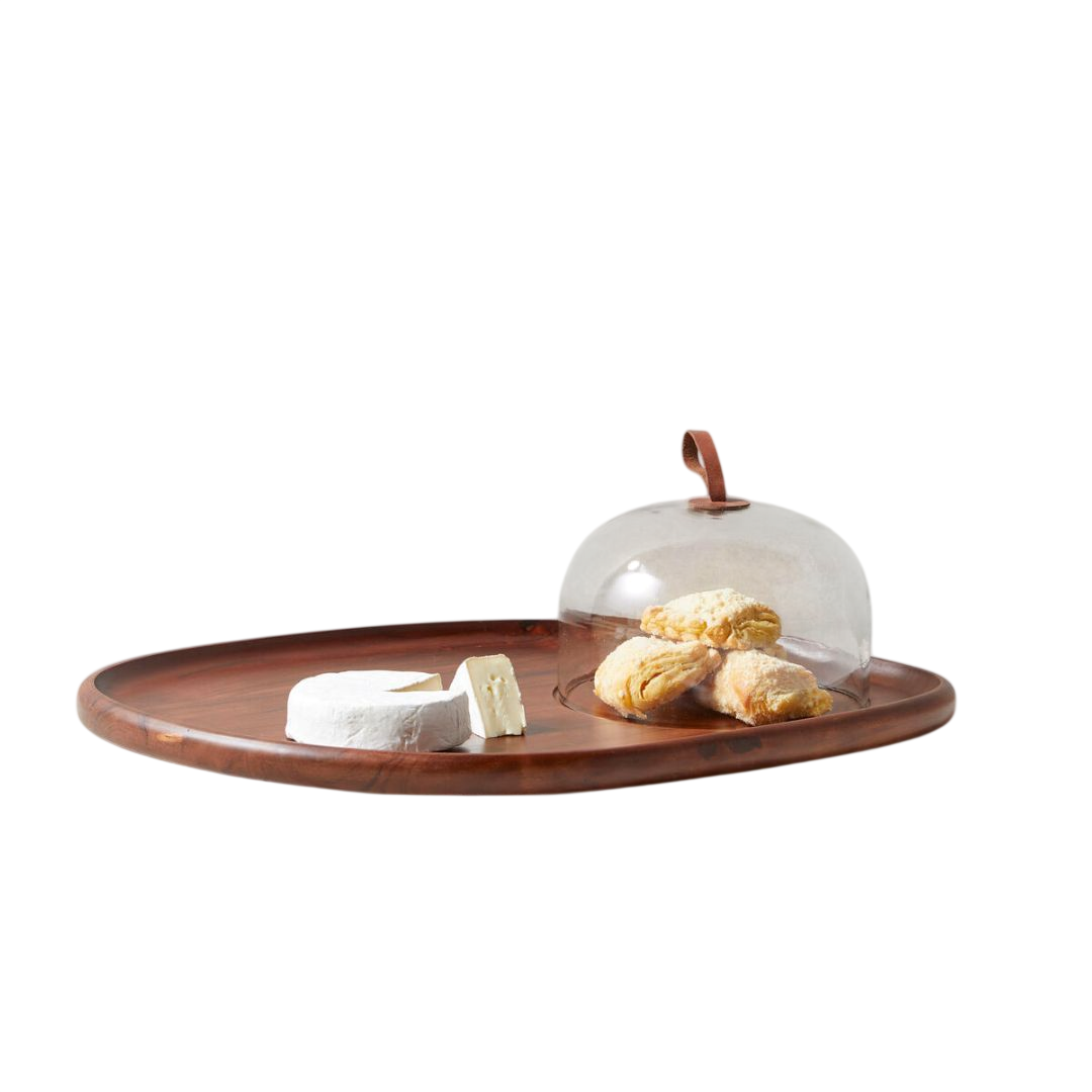 Talo Acacia Cheese Cloche, Walnut