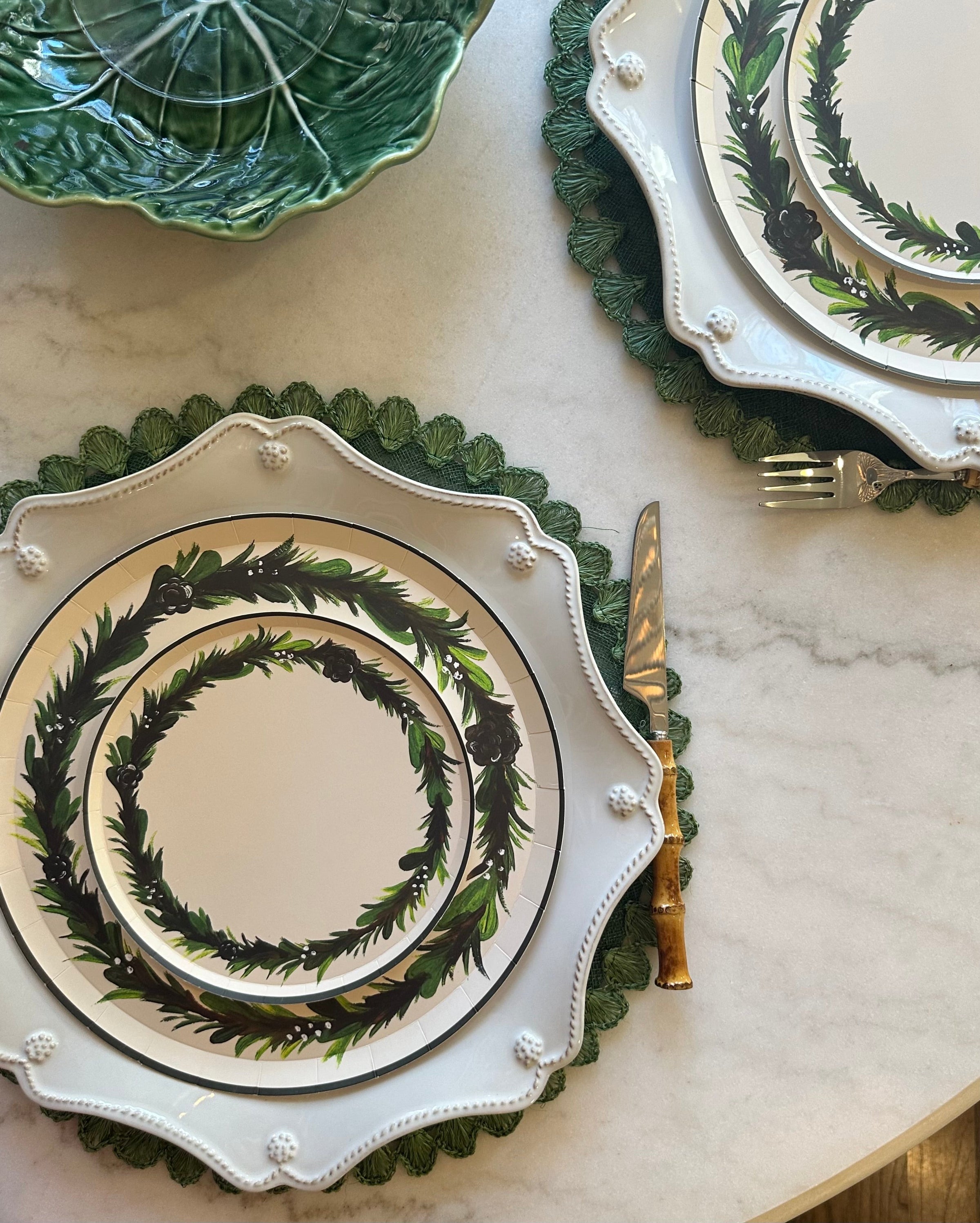Winter Laurel Dinner Plate Set of 12 - Spruce