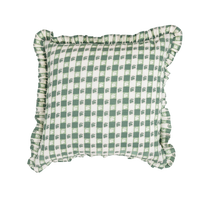 Virginia Stripe Green Ruffled Throw Pillow