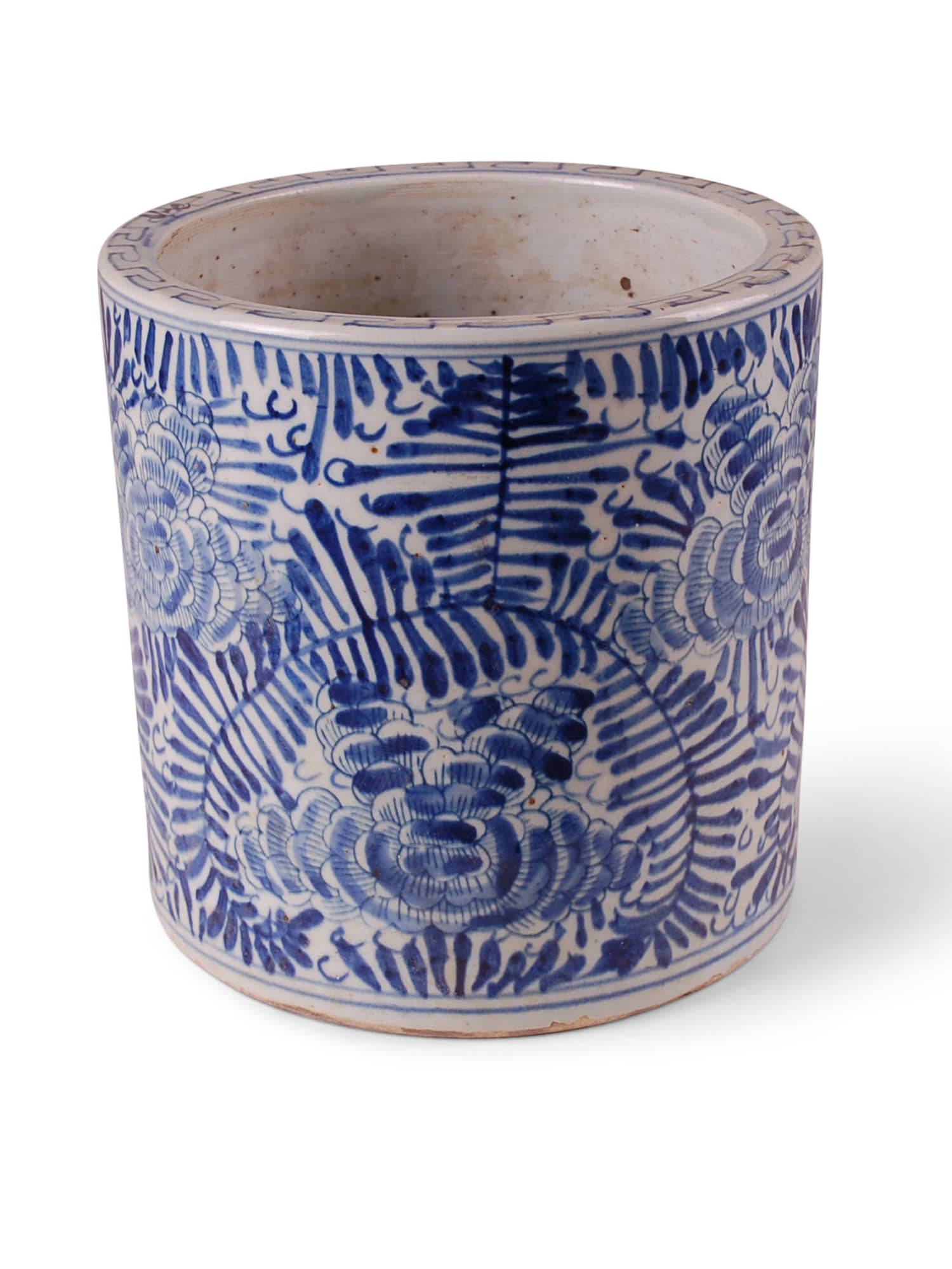 9″ Blue and White Palm Planter
