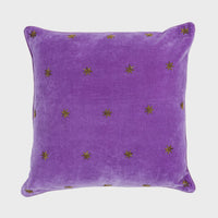 Embroidered Star Pillow - Amethyst Cotton Velvet