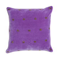 Embroidered Star Pillow - Amethyst Cotton Velvet