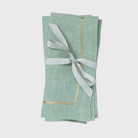 Gold Trim Dinner Napkins - Seafoam (Set of 2)
