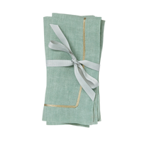 Gold Trim Dinner Napkins - Seafoam (Set of 2)