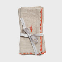 Lobster Embroidered Dinner Napkins - Flax (Set of 2)