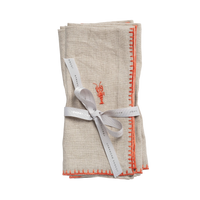 Lobster Embroidered Dinner Napkins - Flax (Set of 2)