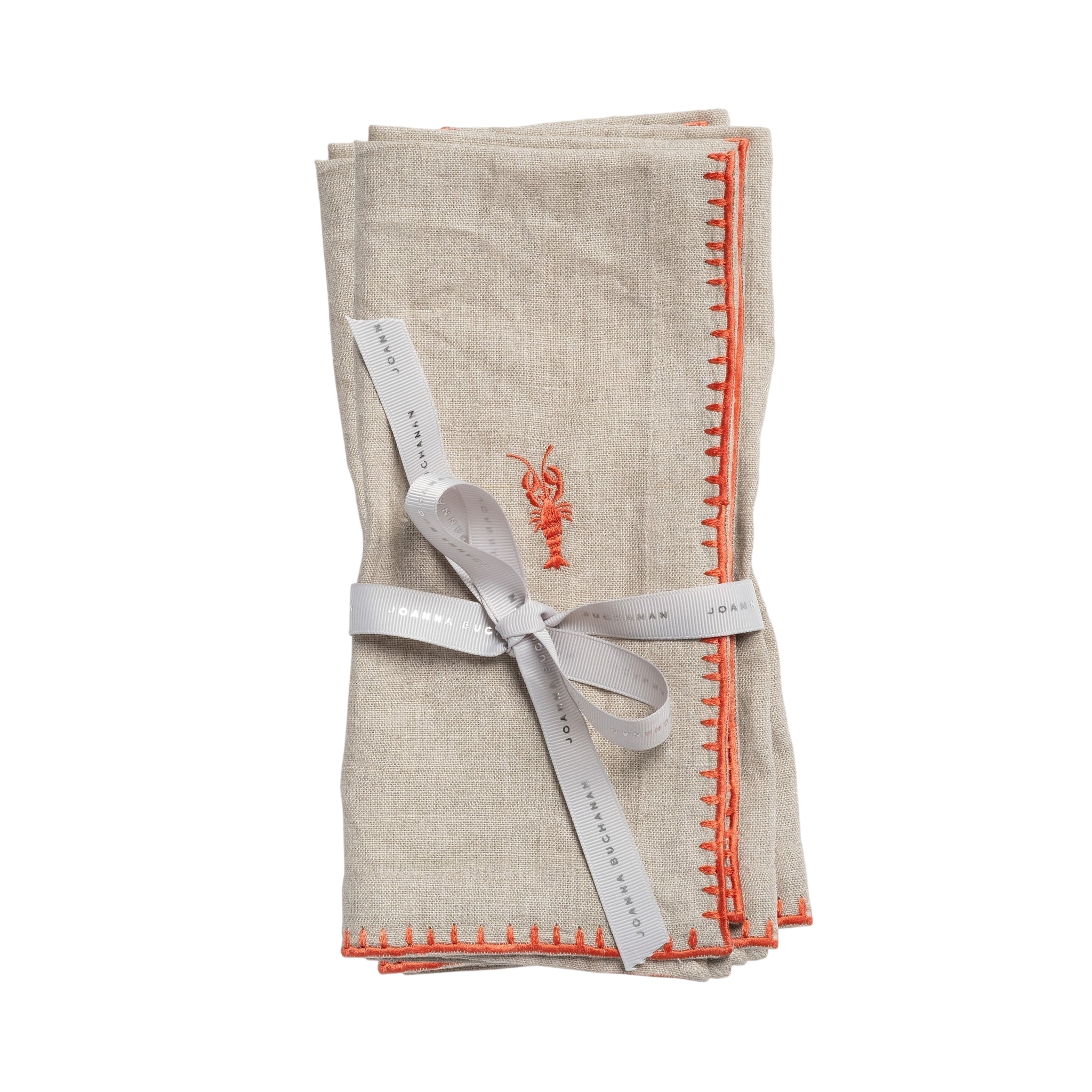 Lobster Embroidered Dinner Napkins - Flax (Set of 2)