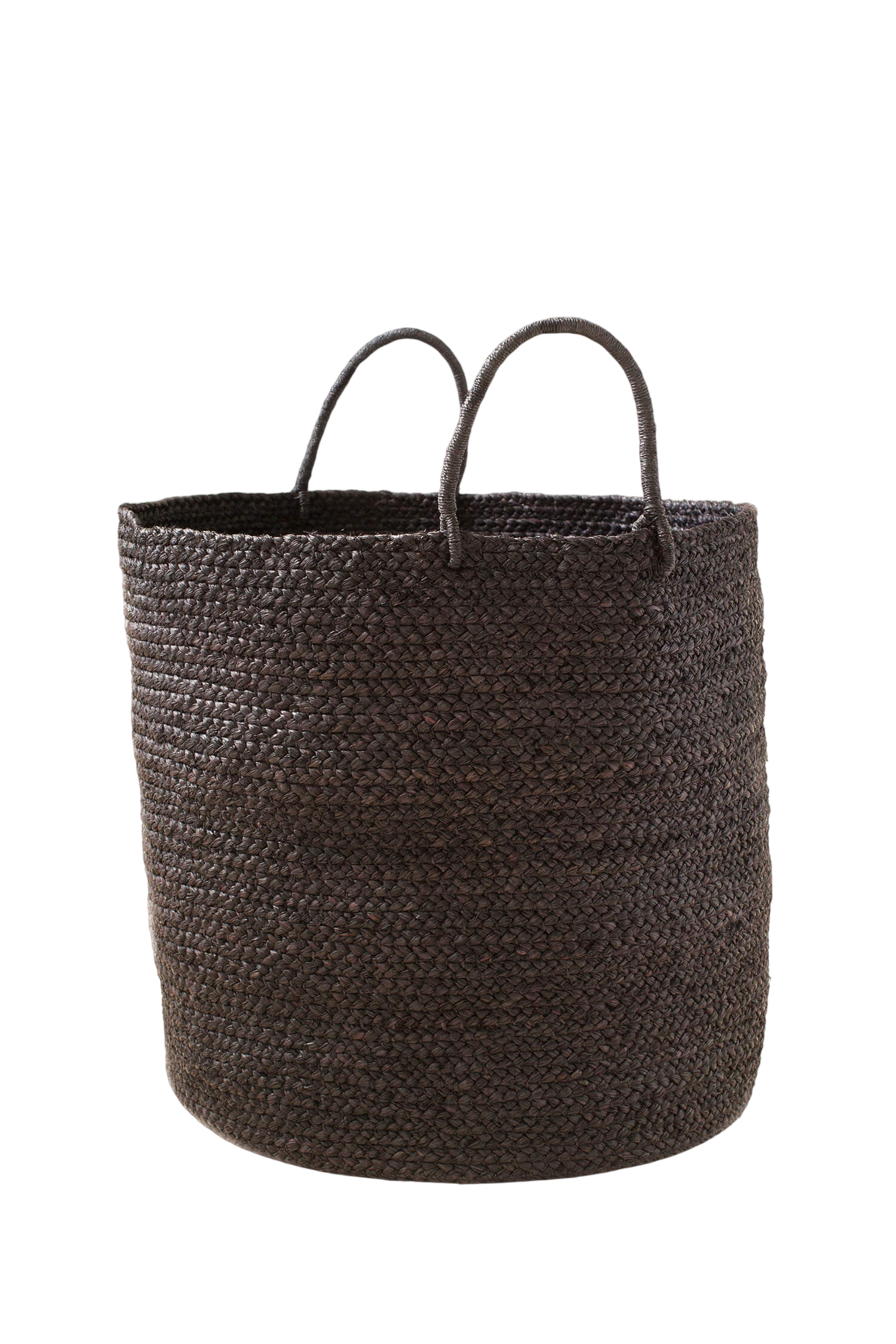 Large Braided Raffia Basket - Black