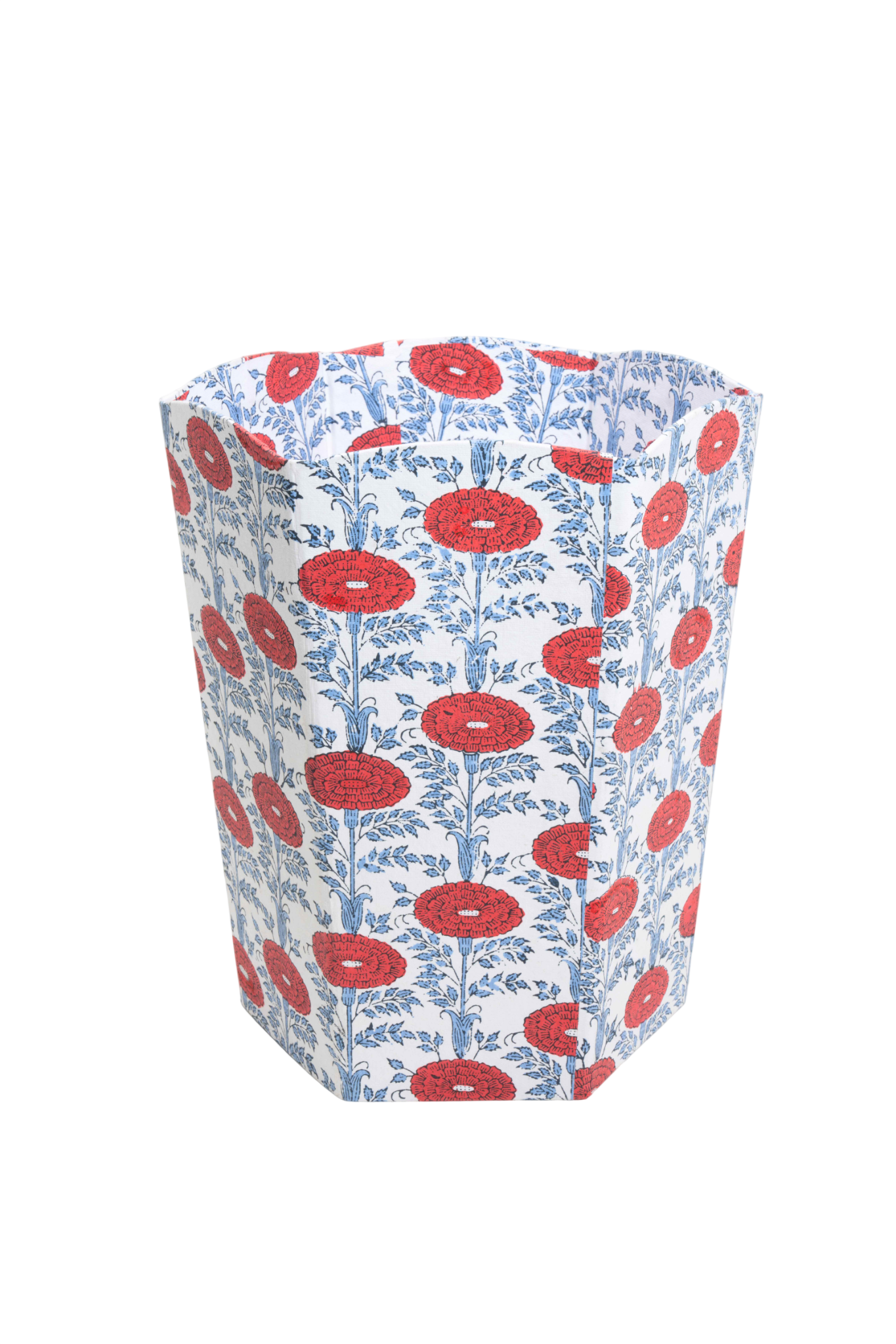 Blockprint Scallop Waste Bin / Storage Bin in Araminta