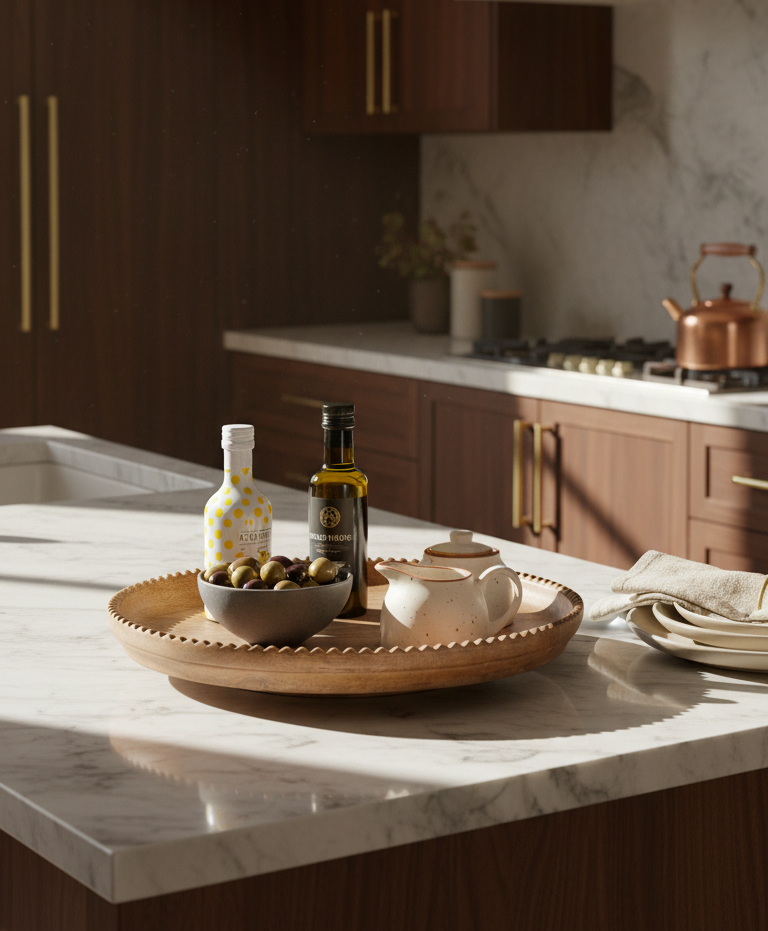 Ayla Wood Lazy Susan - Scalloped Edge