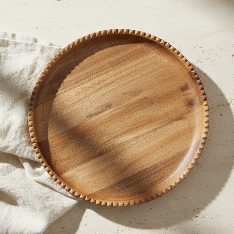 Ayla Wood Lazy Susan - Scalloped Edge