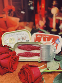 Tinned Fish Candle - Smoked Rose Water (Roses and Campfire Scented)