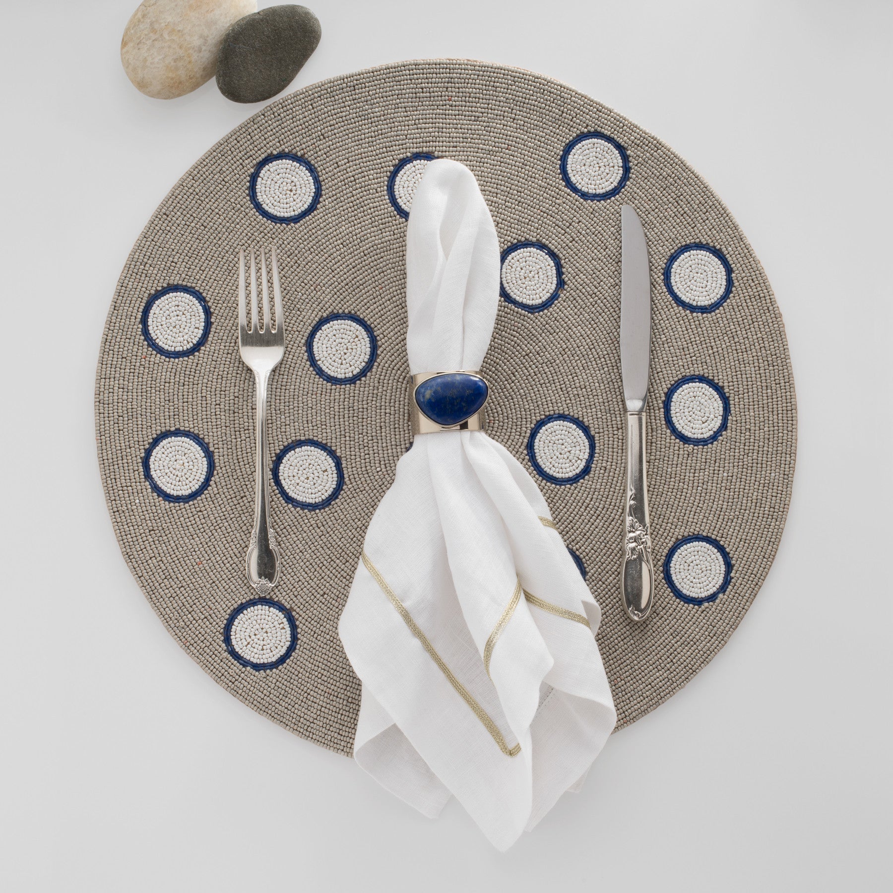 Gilt Edge Shell Napkin Rings - Lapis Lazuli (Set of Two)