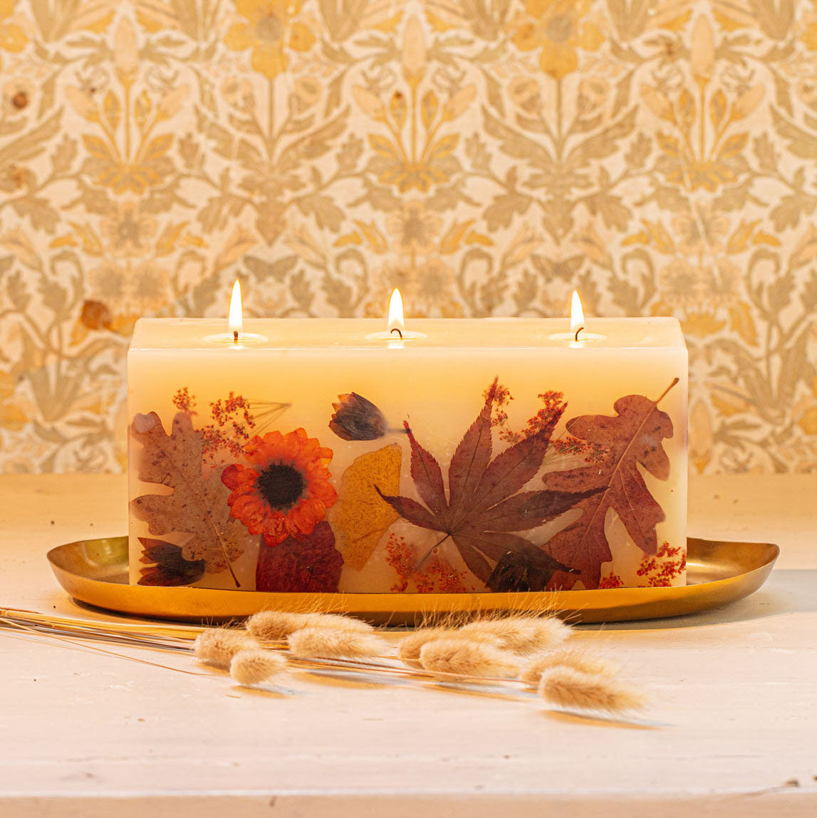 Brick Oval Gold Candle Plate