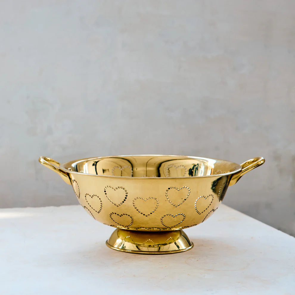 Brass Heart Colander
