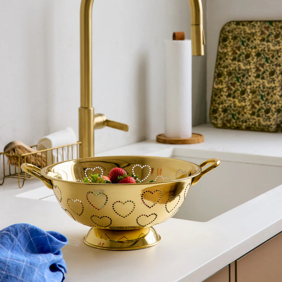 Brass Heart Colander