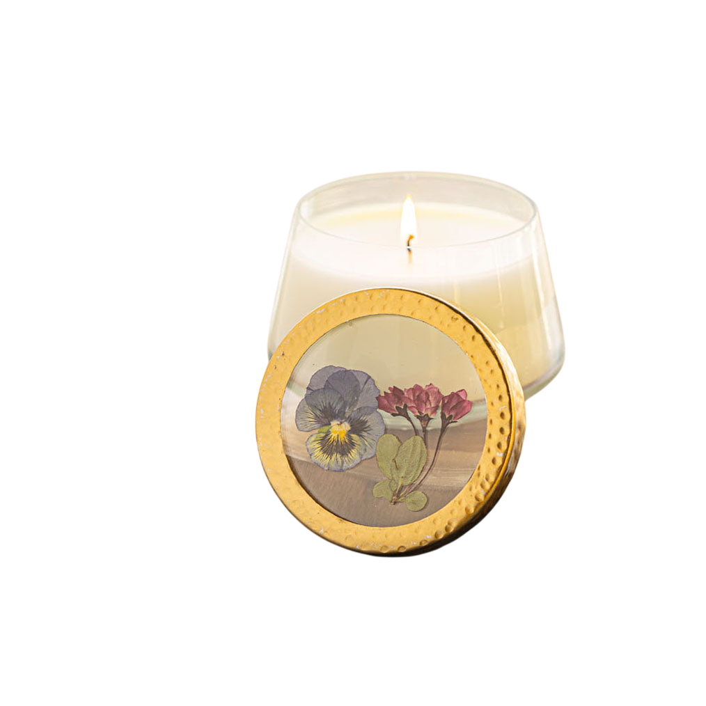 Accent Pressed Floral Candle - Blushing Rosewood