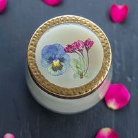 Accent Pressed Floral Candle - Blushing Rosewood
