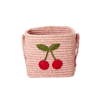 Square Raffia Basket - Pink - Big Cherry Design