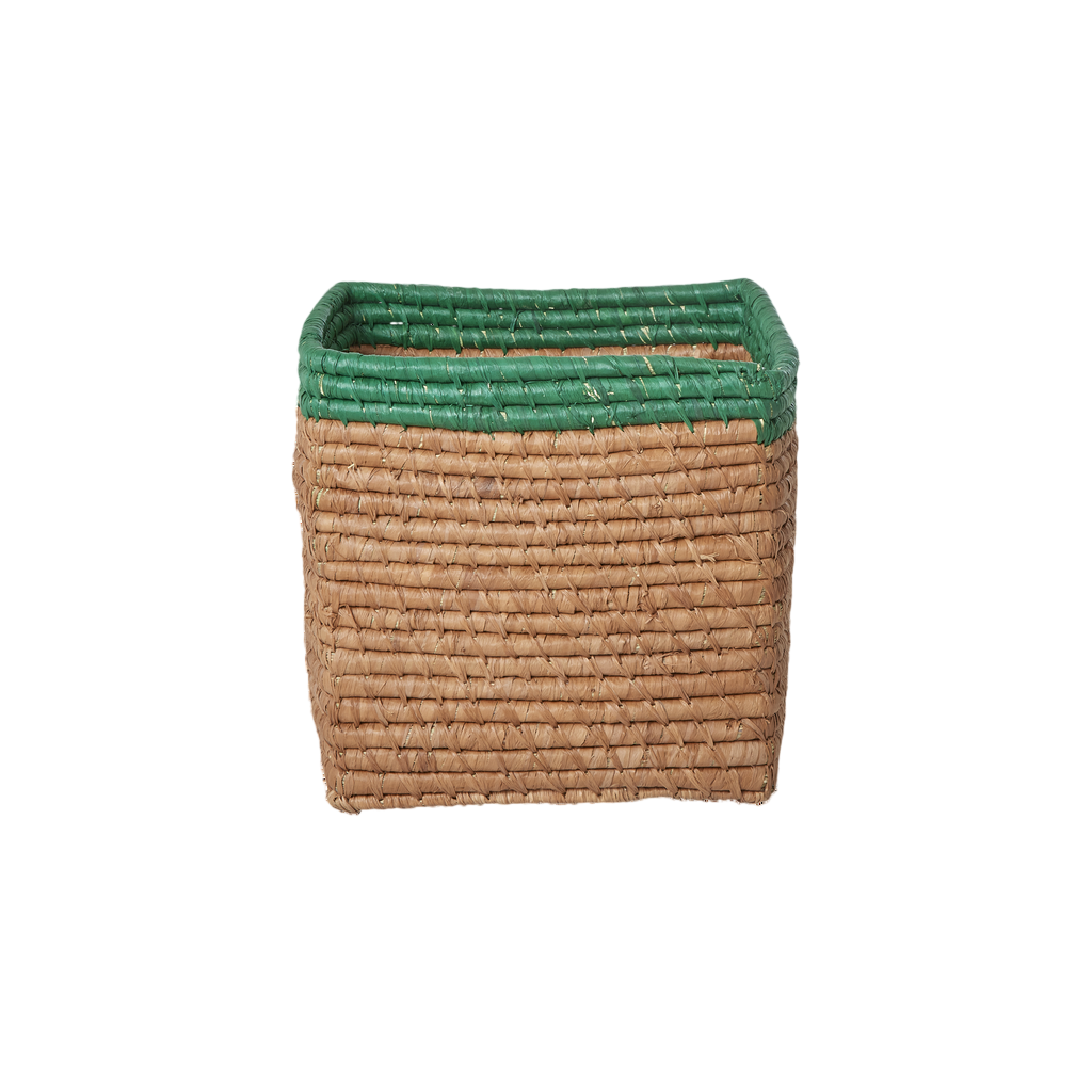 Small Square Raffia Storage Basket - Tea