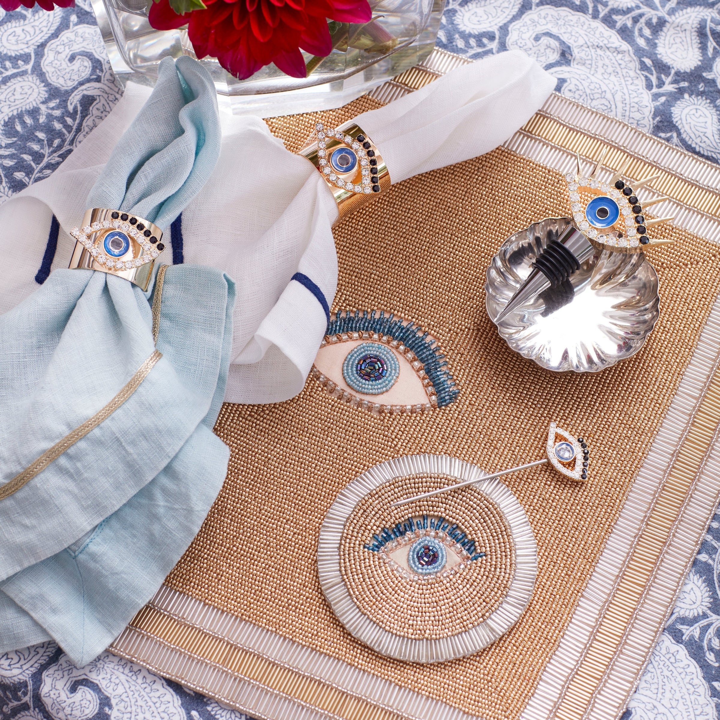 Skinny Evil Eye Napkin Rings (Set of 4)