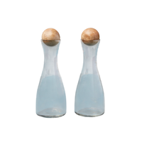 Glass & Mango Wood Cruet Set