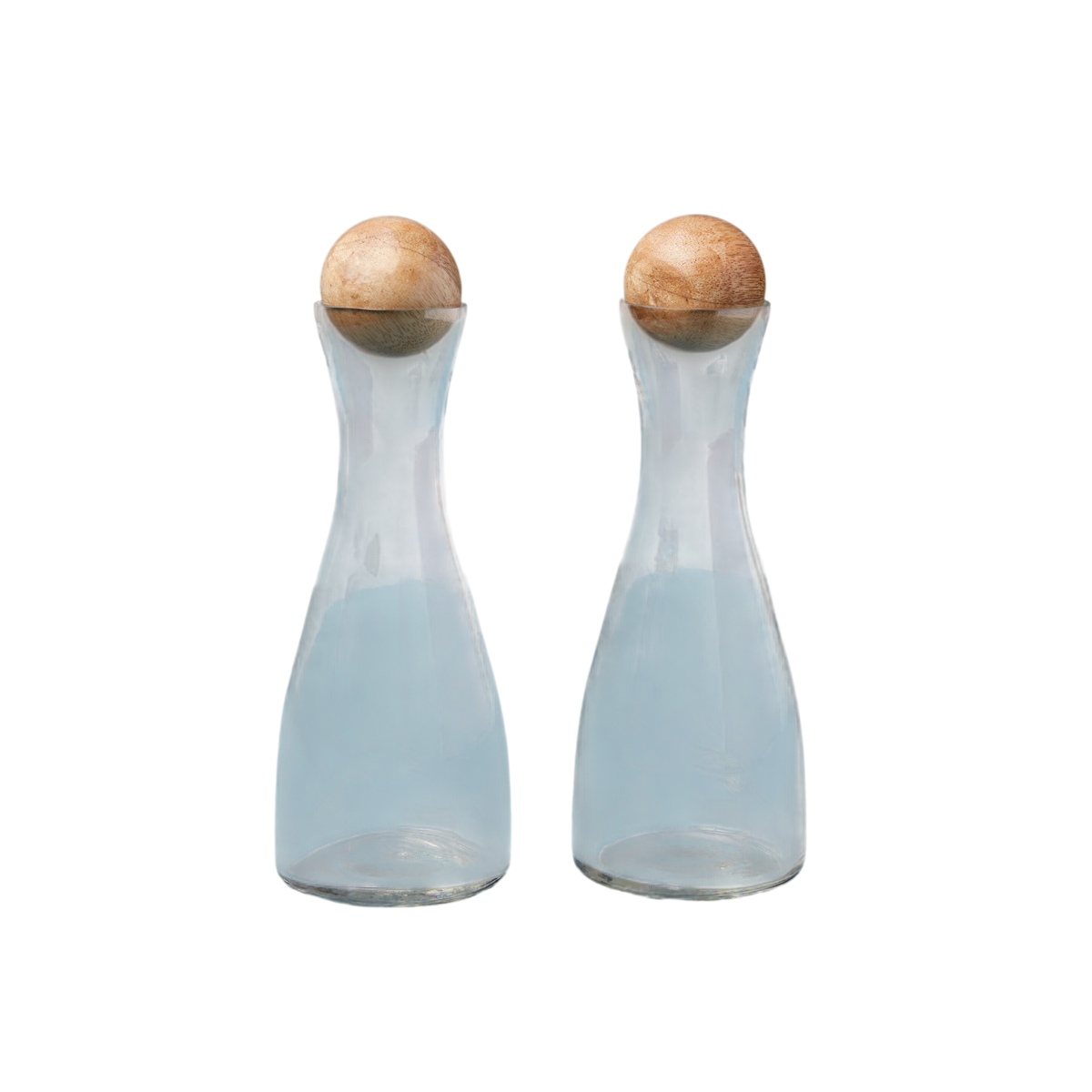 Glass & Mango Wood Cruet Set
