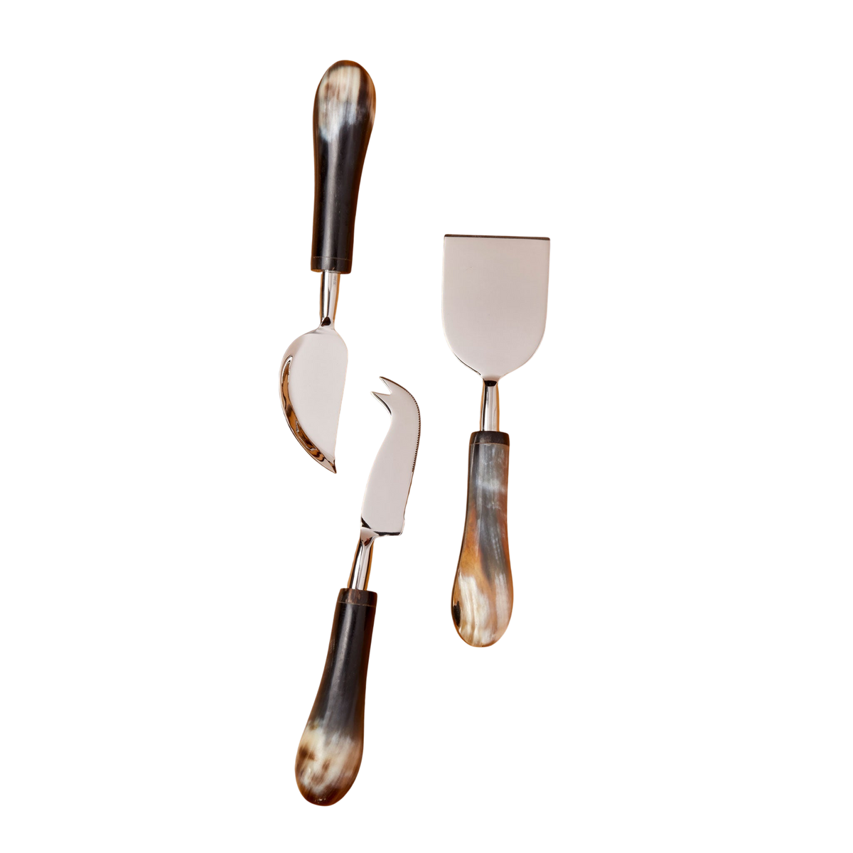 Horn Paneled Stainless Cheese Set