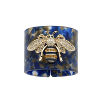 Stripey Bee Resin Napkin Rings - Blue Tortoiseshell (Set of 4)
