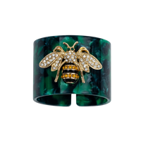 Stripey Bee Resin Napkin Rings - Green Tortoiseshell (Set of 4)