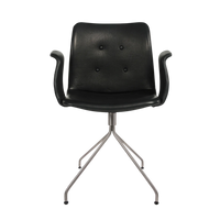 Bent Hansen Primum Chair w/Arms, Black Zenso 2 Leather, Stainless Steel Frame