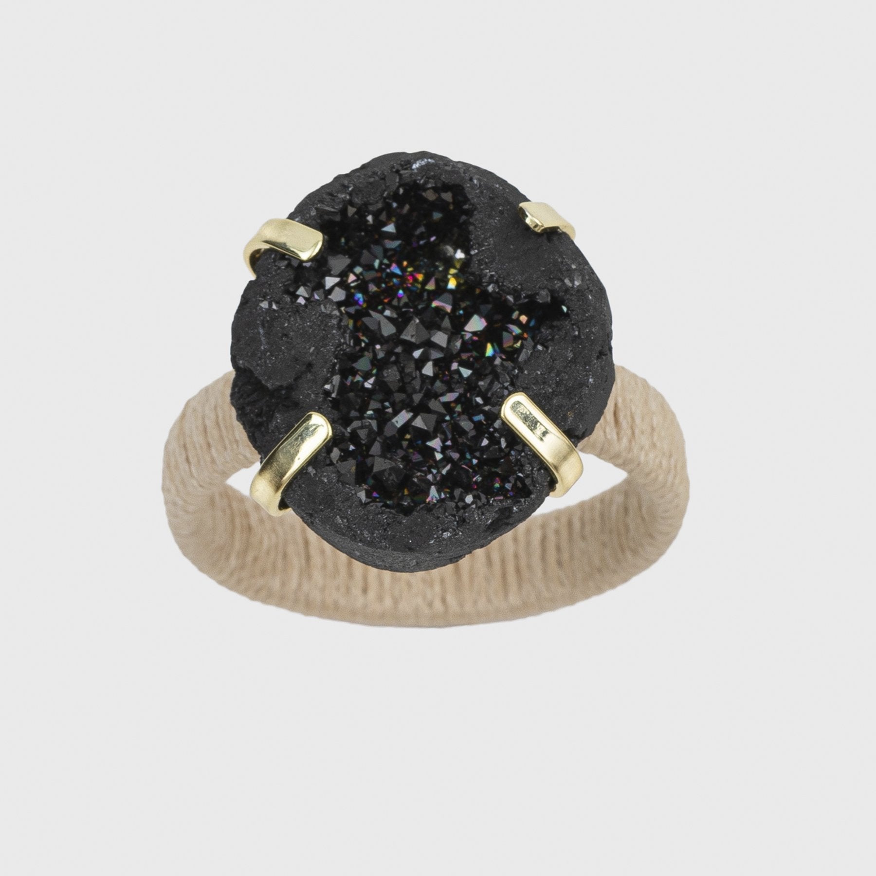 Rustic Druzy Napkin Rings - Black (Set of 4)