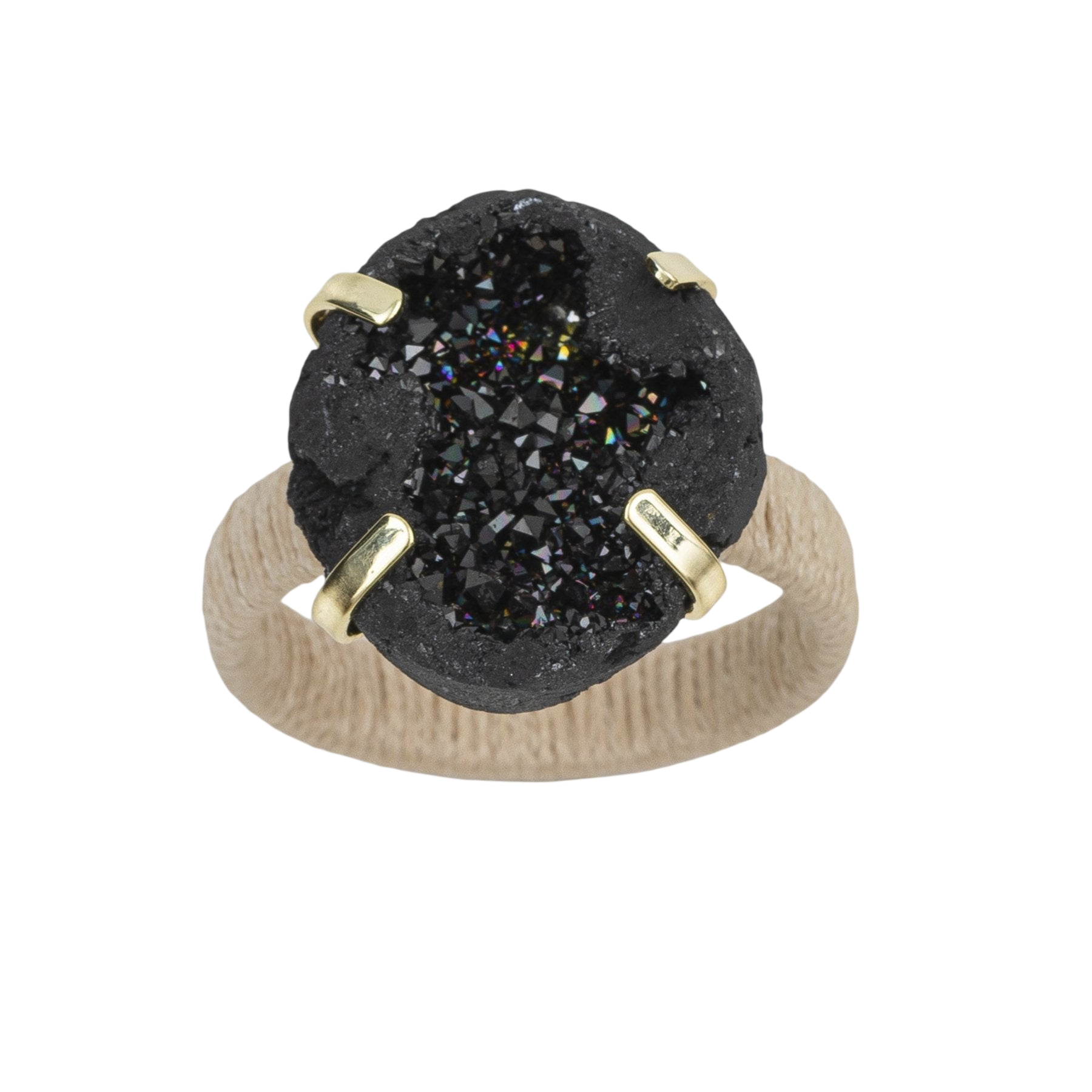 Rustic Druzy Napkin Rings - Black (Set of 4)