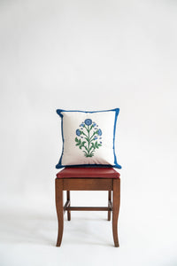 Cobalt Botanical Study Blockprint Pillow