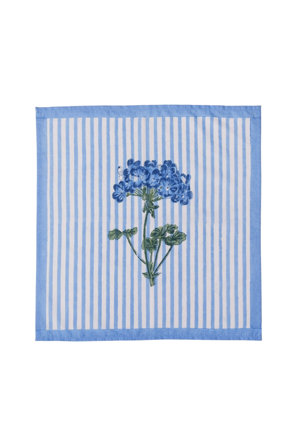 Blue Hydrangea Blockprint Napkins, Set of 4