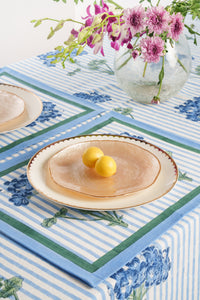 Blue Hydrangea Blockprint Tablecloth