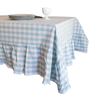 Blue Ruffled Gingham Tablecloth