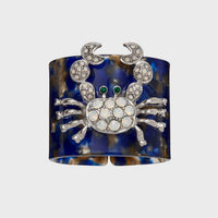 Crab Blue Tortoiseshell Resin Napkin Rings (Set of 4)