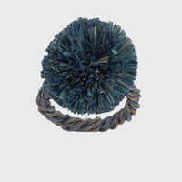 Straw Pompom Napkin Rings - Indigo (Set of 4)